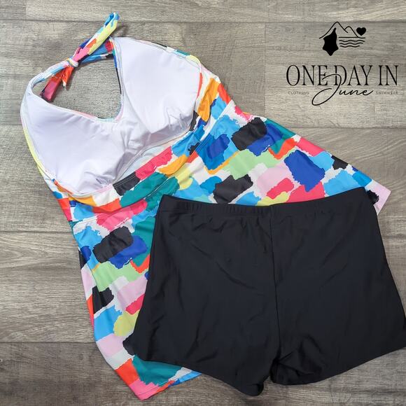 Yonique Halter Boyshort Tankini Swimsuit Size XL - Picture 6 of 6